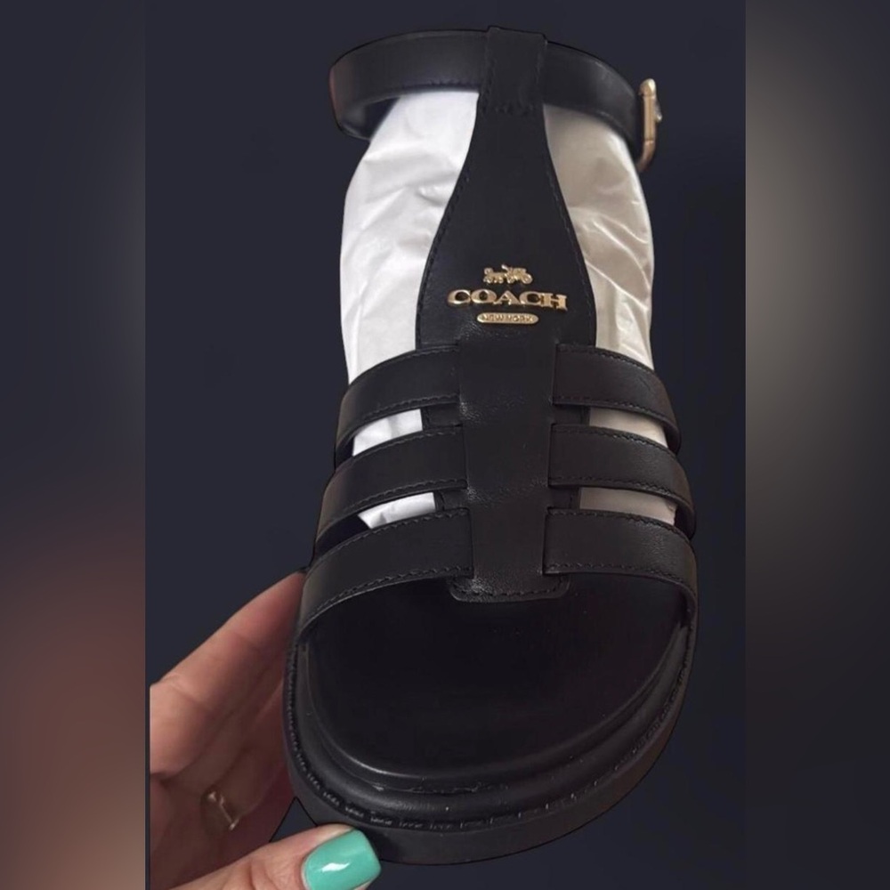 Coach Black Leather Sandals